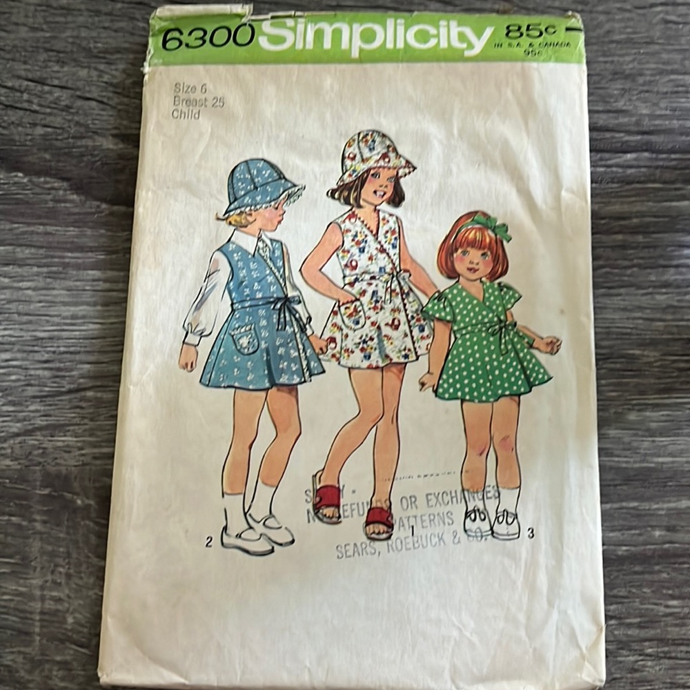 Simplicity Sewing Pattern 6300 Girls Wrap Dress Jumper Hat